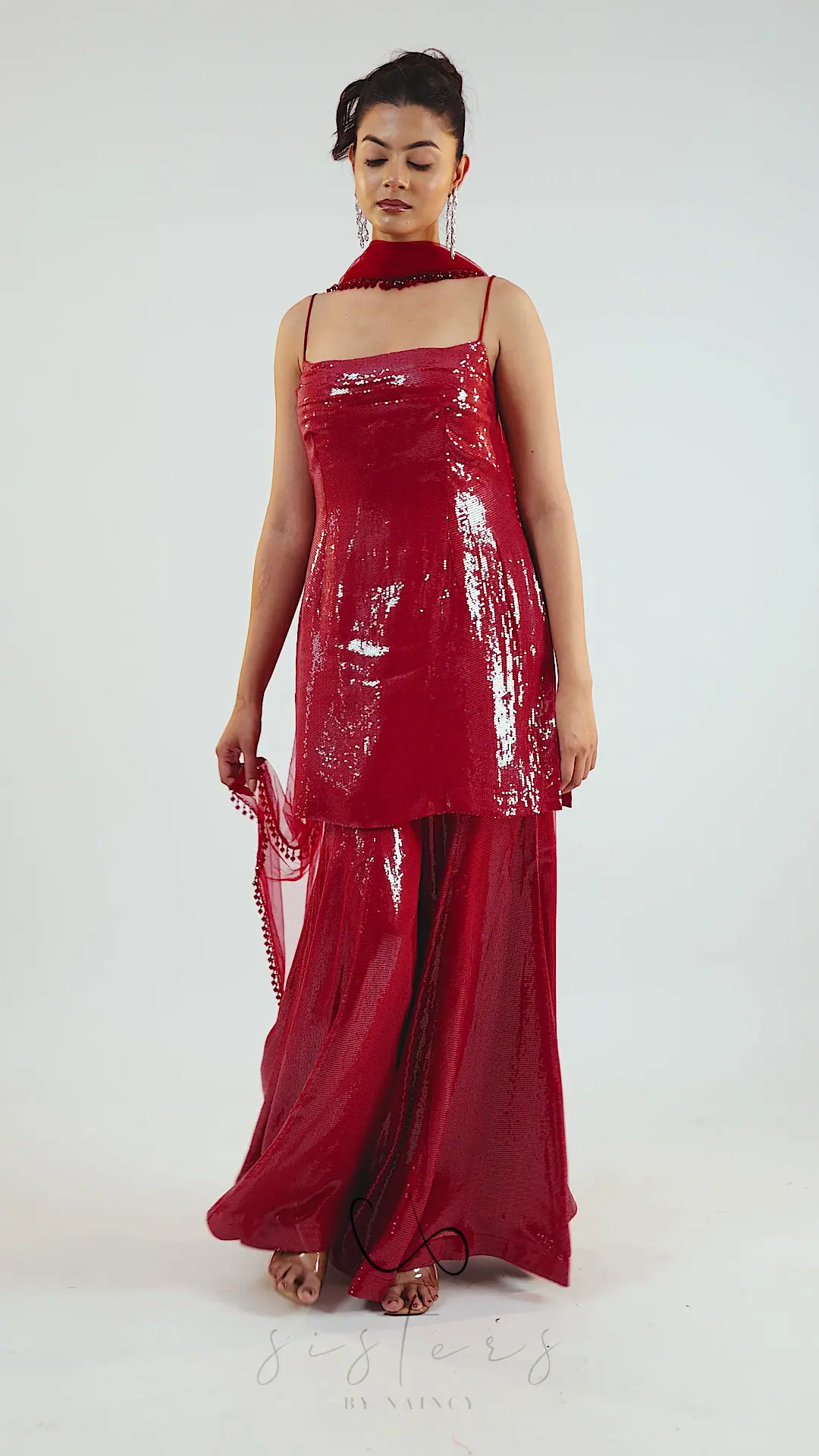 Crimson Hour — Crimson sequin kurta & sharara set